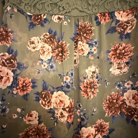 Torrid Floral Lace Blouse - Olive and Pink - Picture 7 of 7